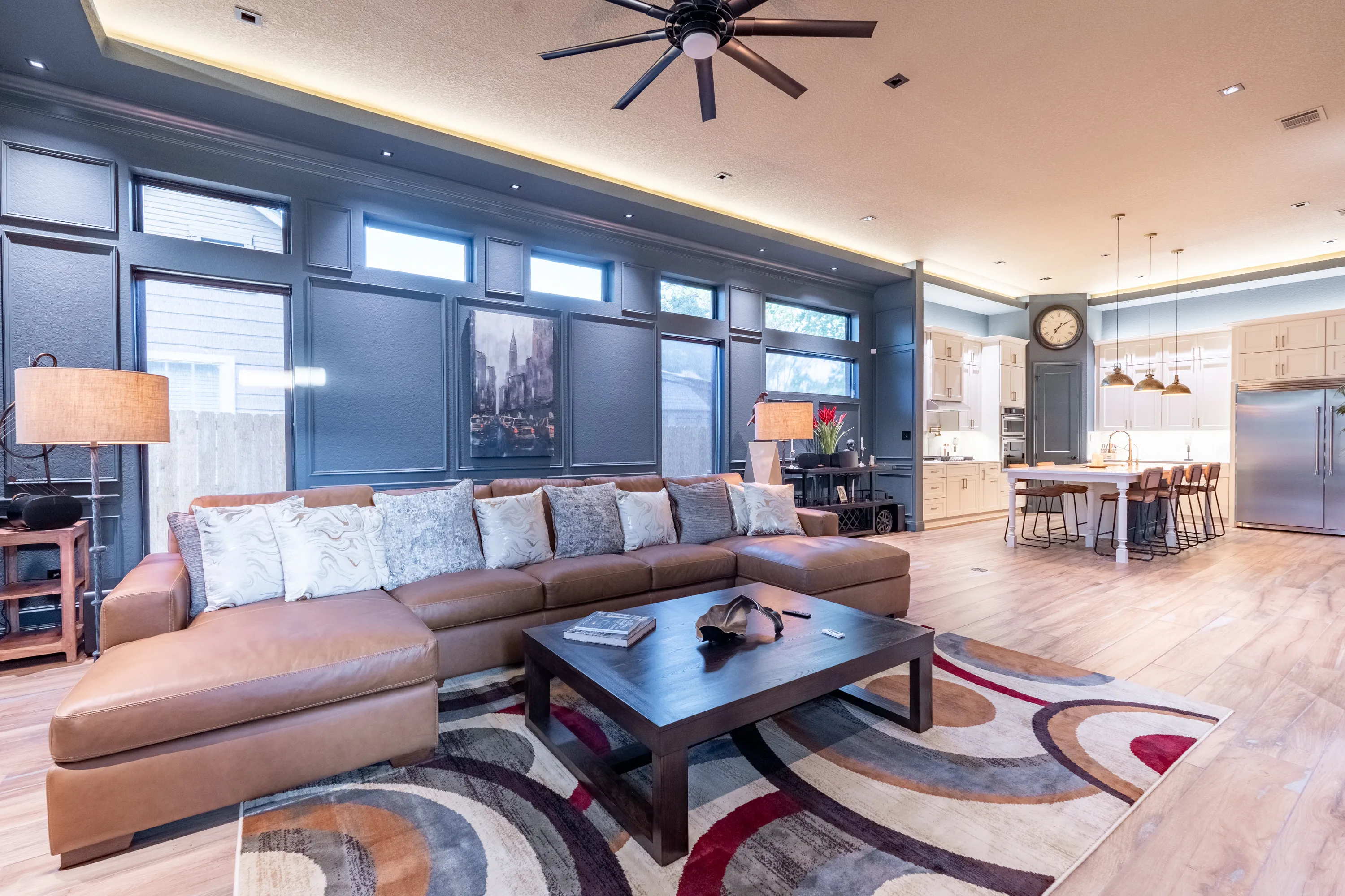Dining area opening onto the kitchen in an Ella Bree custom home.